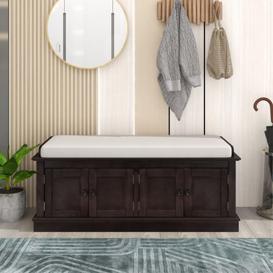 Banc de rangement à chaussure 4 portes avec coussin amovible