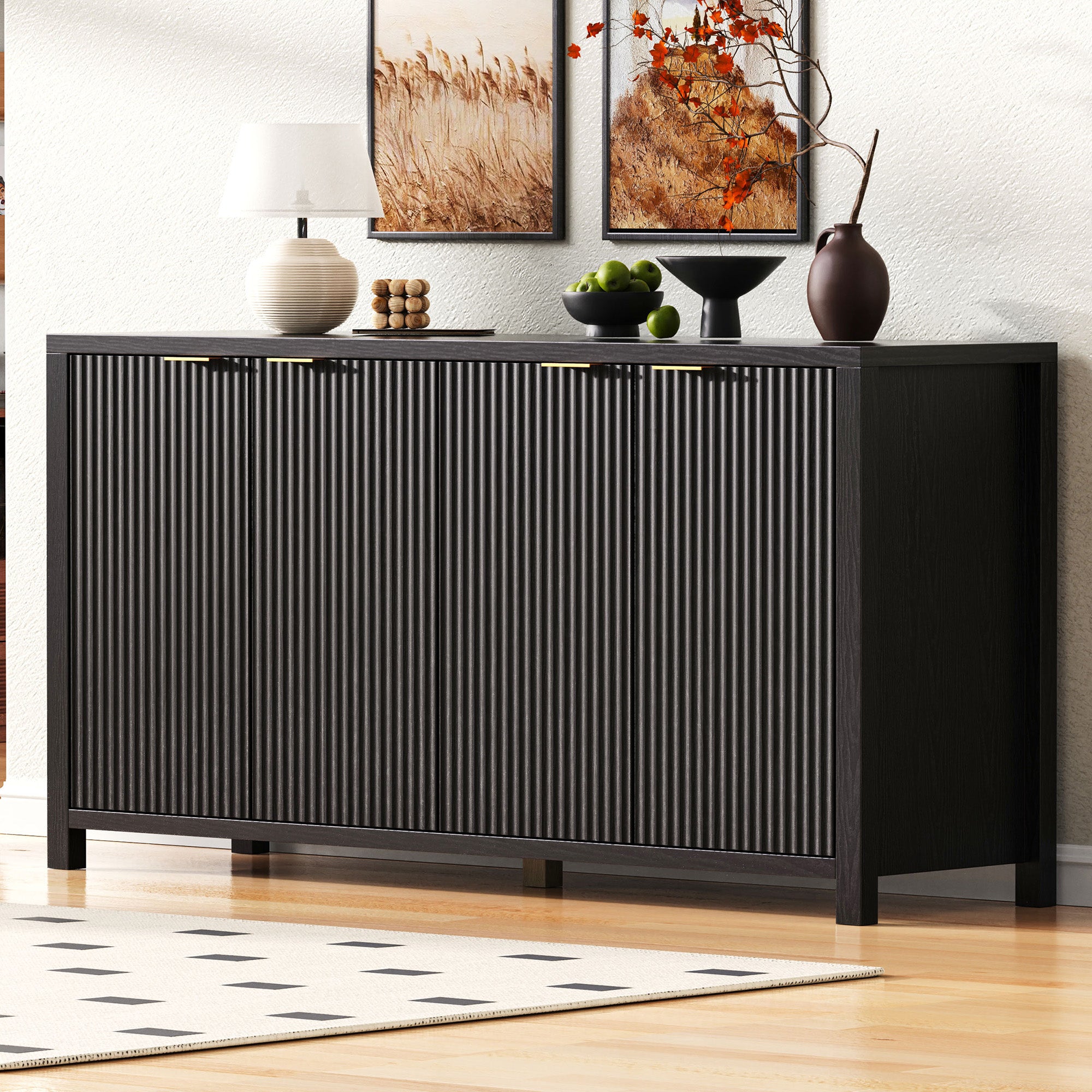 Meuble de rangement 4 portes avec étagères réglables