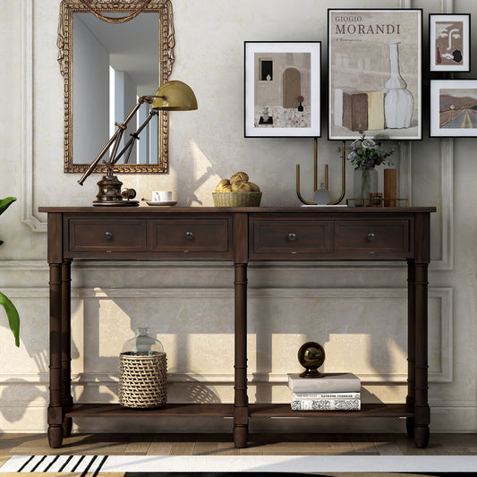 Table console avec deux tiroirs et une tablette inférieure