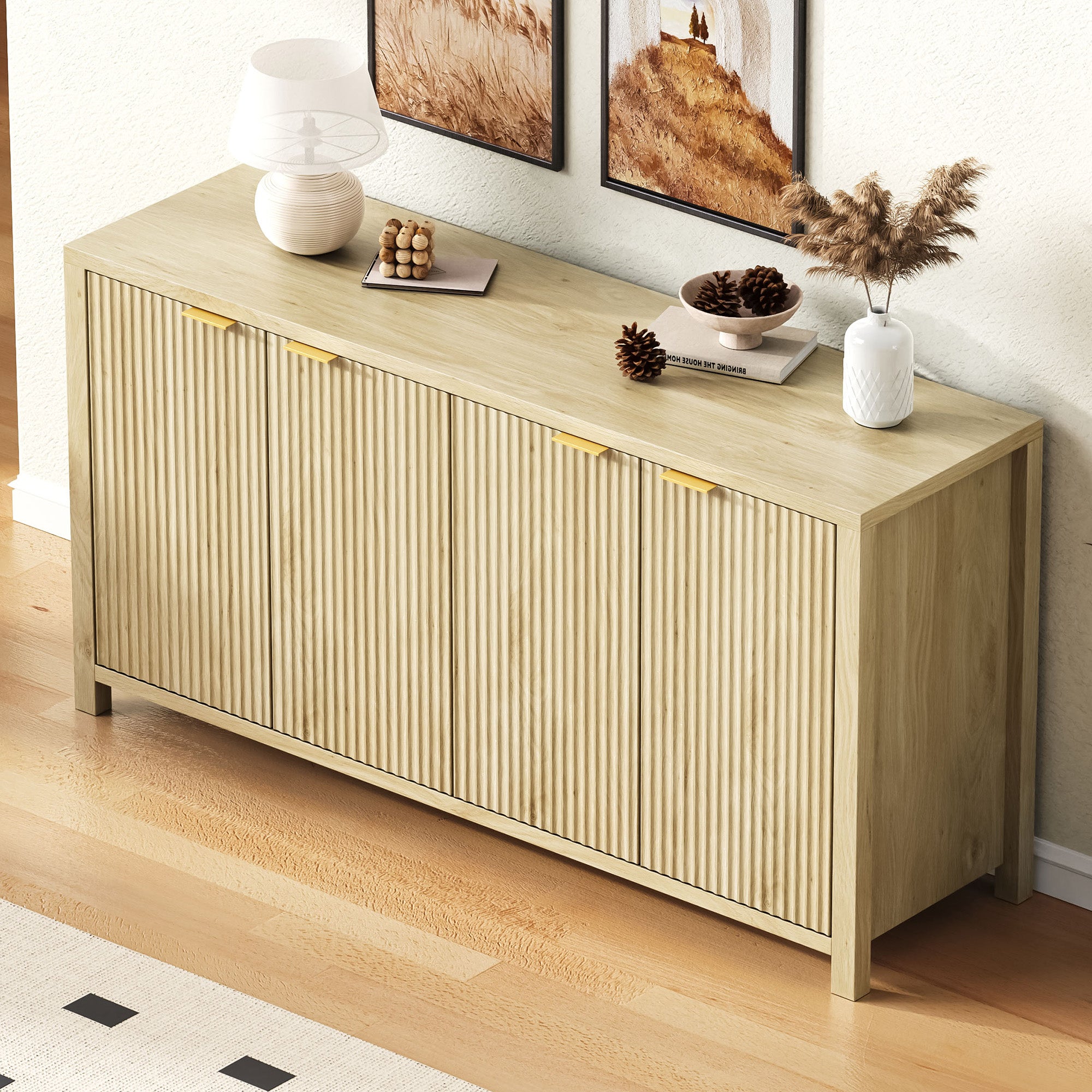 Meuble de rangement 4 portes avec étagères réglables