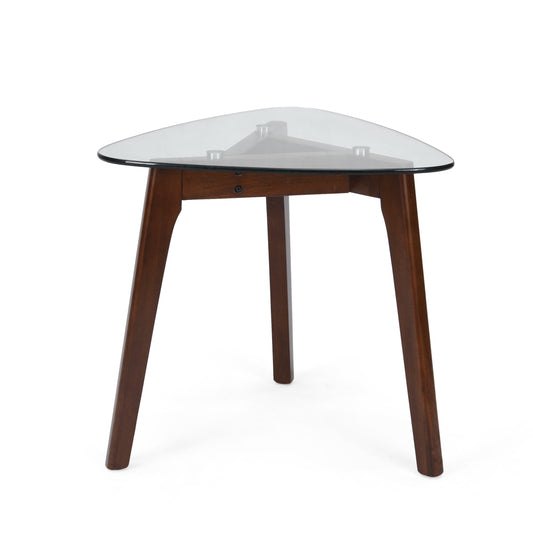 Table de bout en bois massif et verre