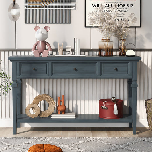 Table console avec trois tiroirs supérieurs et une étagère