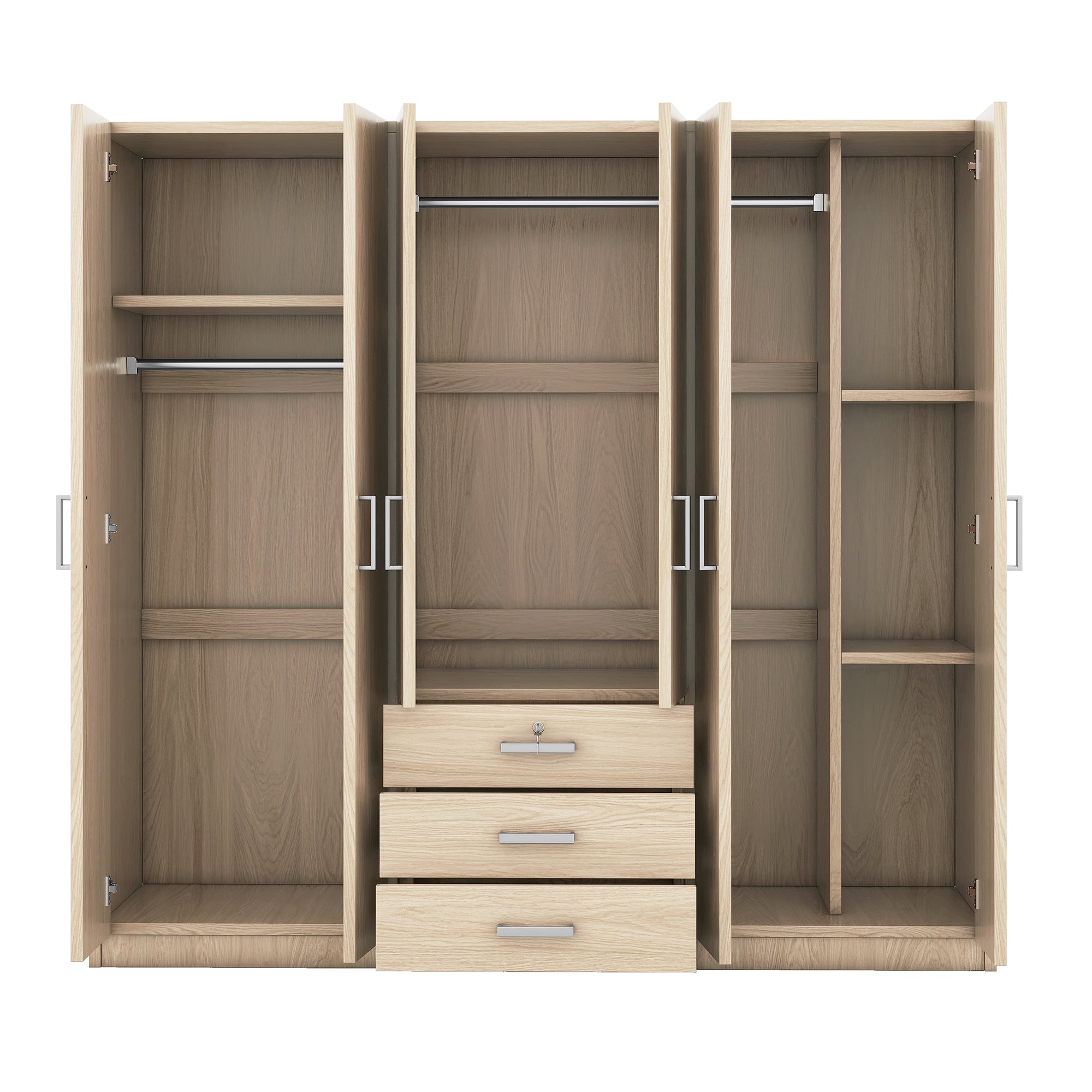 Armoire de rangement en bois 6 portes pour chambre à coucher