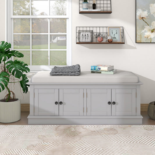 Banc de rangement à chaussure 4 portes avec coussin amovible