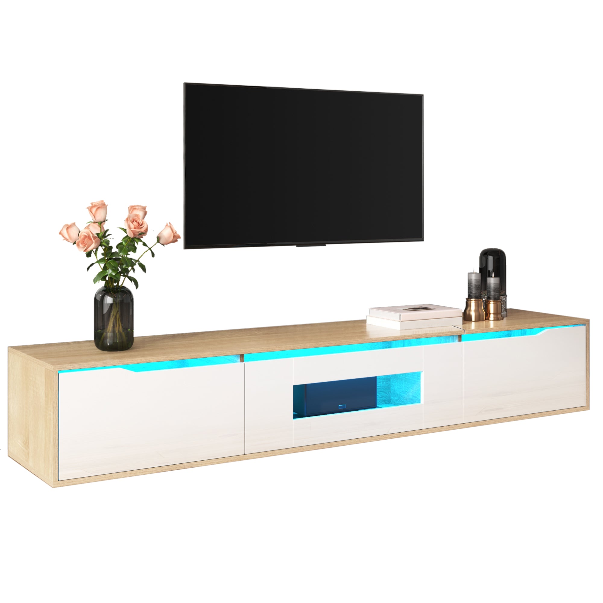 Meuble TV avec éclairage LED changeant de couleur