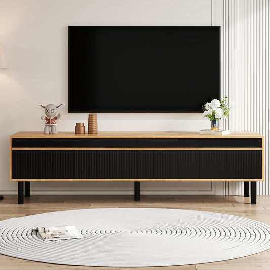 Meuble TV à quatre portes, noir et bois