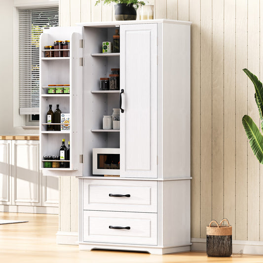 Armoire de cuisine 71" avec 2 grands tiroirs et armoire autoportante